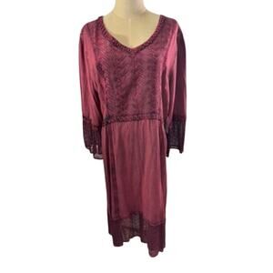 NWT!"GUNIT FASHIONS" Red Dress Emb. Flare Cuffs Lace Renaissance Goth Boho SZ XL